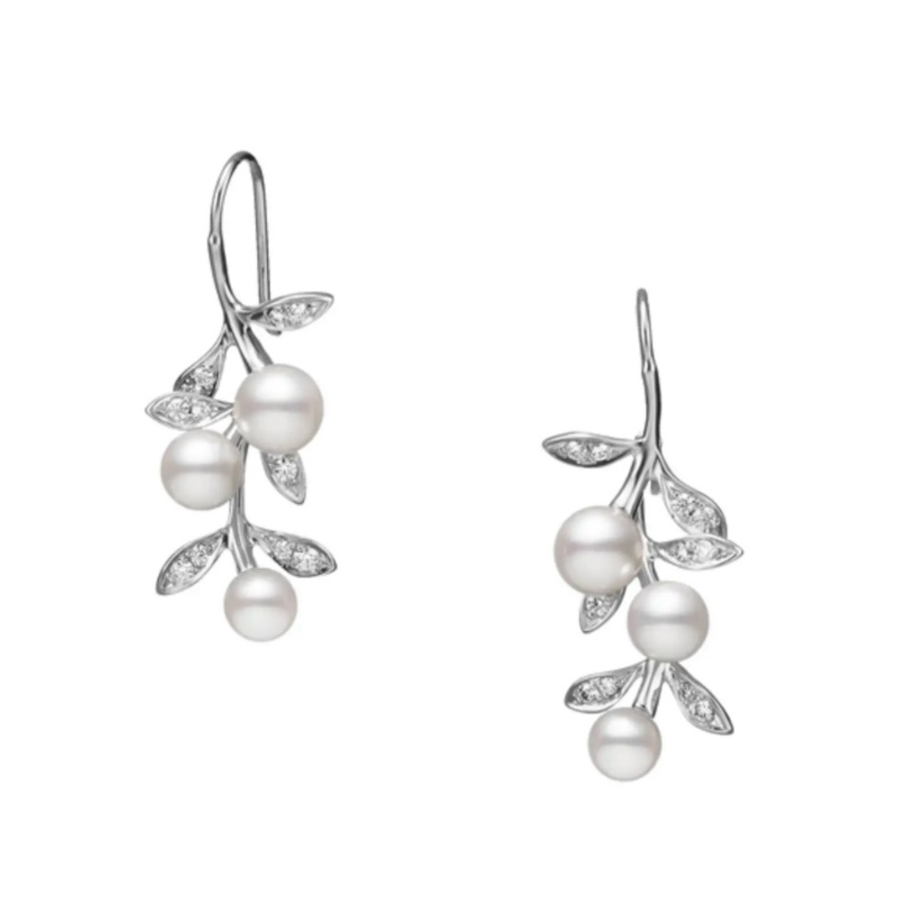 Mikimoto Olive Earrings in 18k white gold